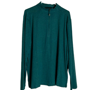 ATHLETIC WORKS Mock Neck Quarter Zip Pullover, Men’s XL, Teal